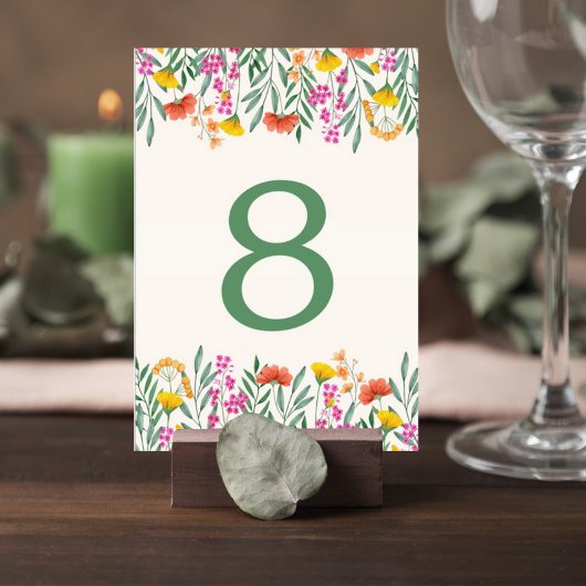 Numéro De Table Wildflower Botanical Wedding Table Number Card