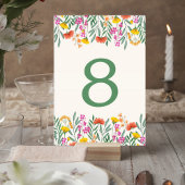 Numéro De Table Wildflower Botanical Wedding Table Number Card