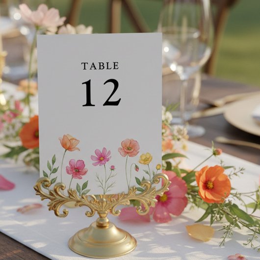 Numéro De Table Wildflower Wedding Pretty Flower Table Number