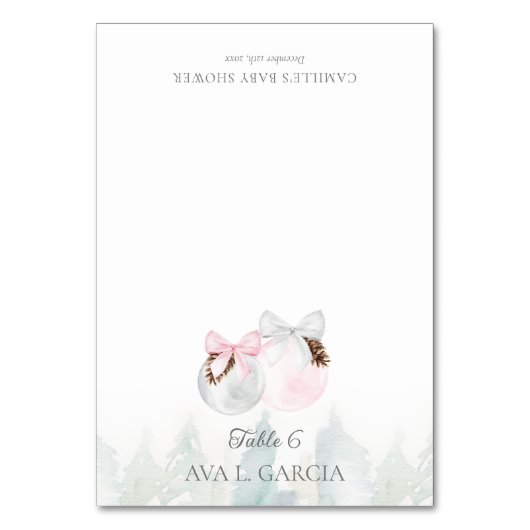 Numéro De Table Winter Girl Baby Shower Place Card (Par défaut)