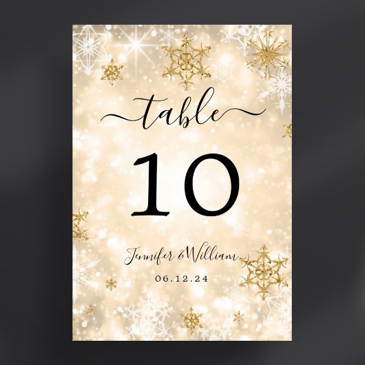 Numéro De Table Winter Wonder Xmas Holiday Mariage Gold