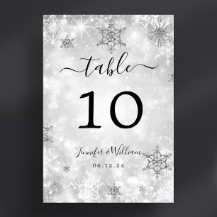 Numéro De Table Winter Wonder Xmas Mariage de vacances Silver