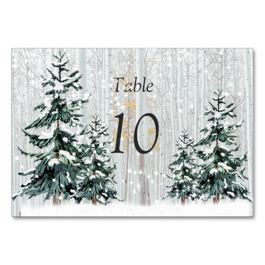 Numéro De Table Winter Wonderland Mariage Stars Pine Trees Table (Dos)