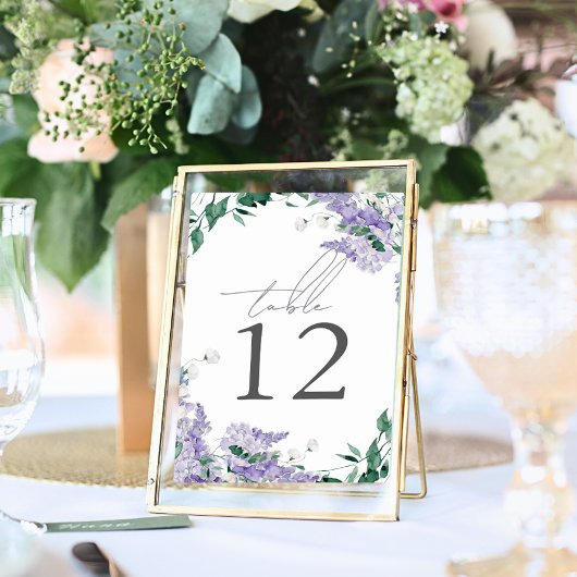 Numéro De Table Wisteria Dusty Purple Mariage d'aquarelle