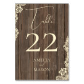 Numéro De Table Wood Lace Wedding Rustic Table Number Card (Dos)