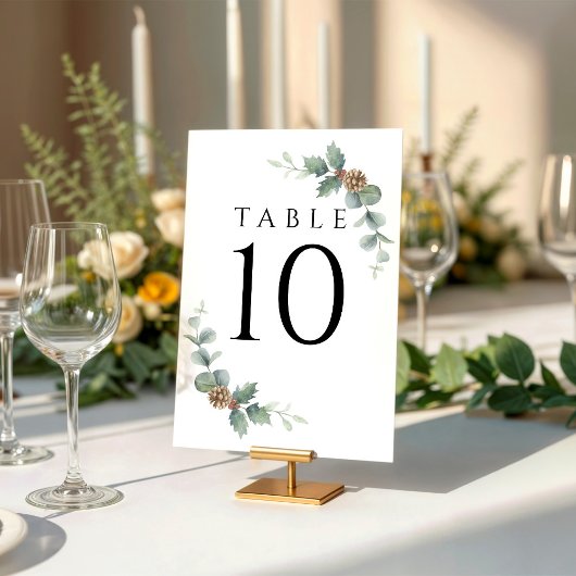 Numéro De Table Wreath de mariage d'hiver avec branches de sapins