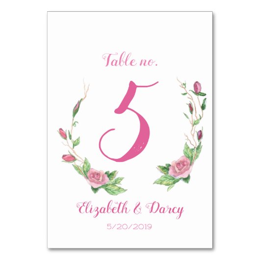 Numéro De Table Wreath Rose (Par défaut)