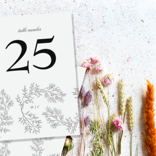 Numéro De Table Wreath traditionnel Floral Wreath Monogramme minim