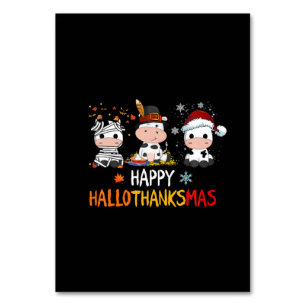 Numéro De Table Xmas Cute Cow Halloween Thanksgiving Happy