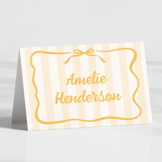 Numéro De Table Yellow Stripes Escort Name Cards
