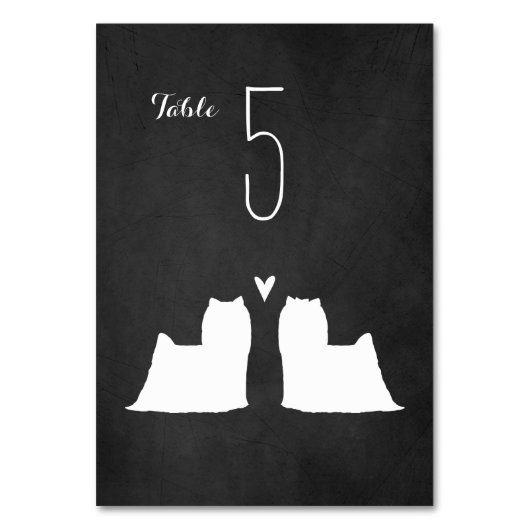 Numéro De Table Yorkshire Terrier Silhouettes Réception de mariage (Par défaut)