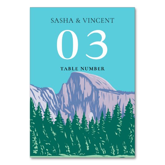 Numéro De Table Yosemite Parc National Mariage Rétro (Par défaut)