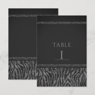 Numéro de table Zebra Sparkle Silver Black Glam Ch