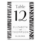 Numéro De Table Zèbre Impression, Grilles, Noir Et Blanc, Mariage (Dos)