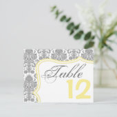 Numéro de tableau Carte Gris Jaune Damas Dentelle (Debout devant)