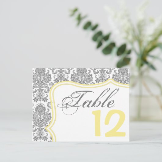 Numéro de tableau Carte Gris Jaune Damas Dentelle (Debout devant)