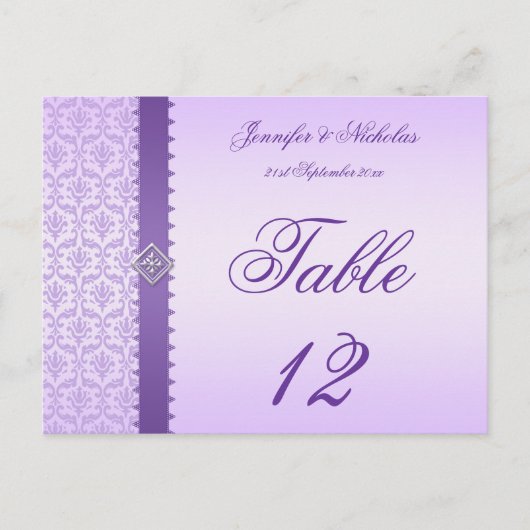 Numéro de tableau Carte postale Lilac Damask & Rib (Devant)