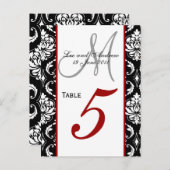 Numéro de tableau Cartes Damask rouge (Devant / Derrière)