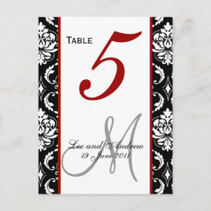 Numéro de tableau Cartes Damask rouge