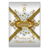 Numéro de tableau Cartes Mariage Blanc Gold Daisy (Dos)
