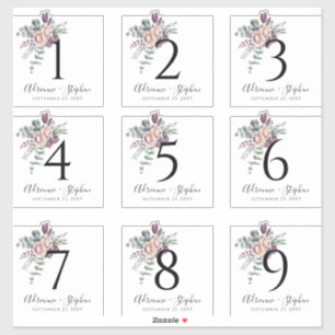 Numéro de tableau Étiquettes pour bouteilles de vi