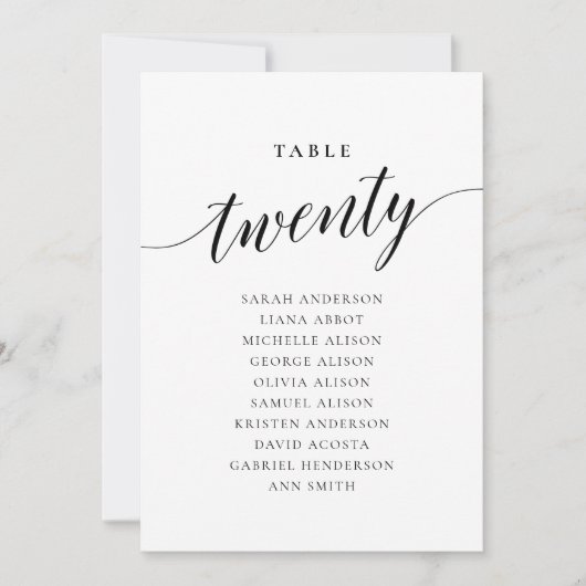 Numéro de tableau modifiable Carte de tableau de 2 (Devant)