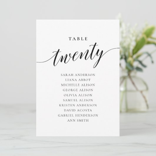 Numéro de tableau modifiable Carte de tableau de 2 (Debout devant)