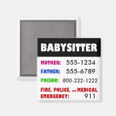 Numéro de téléphone d'urgence de Babysitter aimant (Recto/Verso)