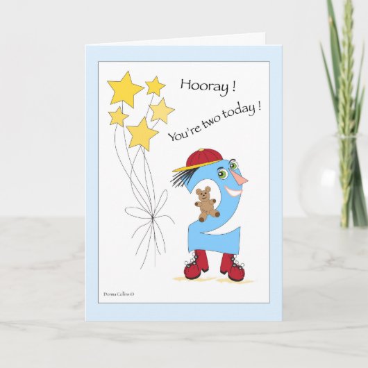 Numéro deux Carte de garçon d'anniversaire (Devant)