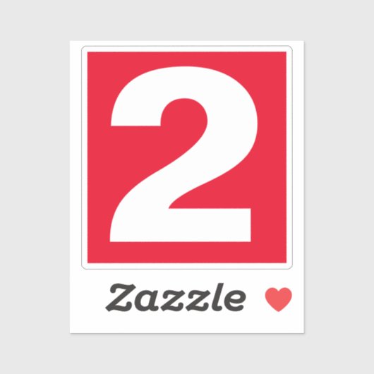 Numéro deux Sticker rouge et blanc (Feuille)