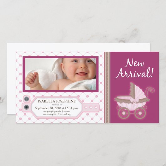 Numéro d'hôpital Bébé Faire-part de naissance : ro (Devant / Derrière)