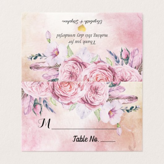 Numéro du tableau mariage Escort Boho Floral & Fea (Outside Unfolded)