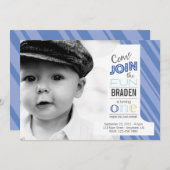 Numéro Fun FIRST BANNIVERSAIRE photo invitation (Devant / Derrière)