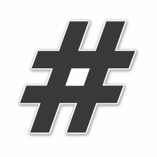 Numéro Hashtag Sticker noir et blanc (Devant)