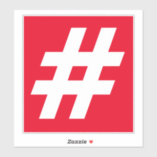 Numéro Hashtag Sticker rouge et blanc