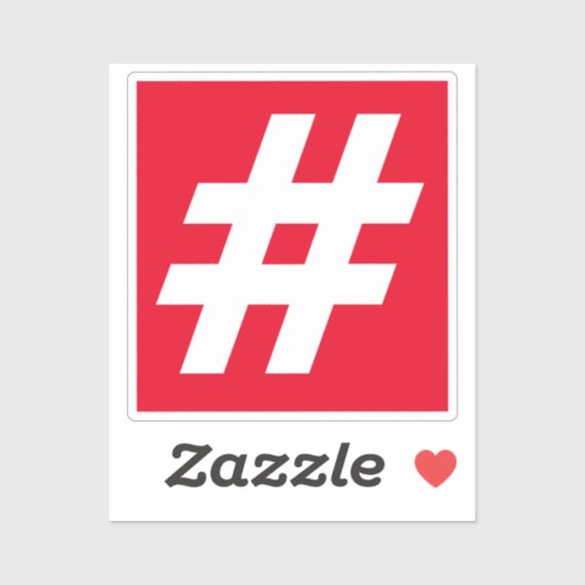 Numéro Hashtag Sticker rouge et blanc (Feuille)
