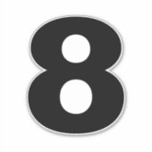 Numéro huit Sticker noir et blanc (Devant)