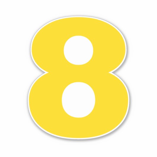 Numéro huit Sticker or et blanc (Devant)