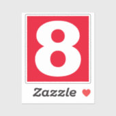 Numéro huit Sticker rouge et blanc (Feuille)