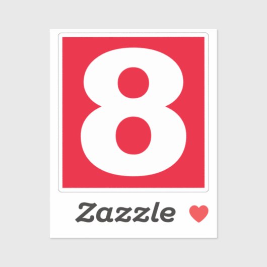 Numéro huit Sticker rouge et blanc (Feuille)