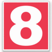 Numéro huit Sticker rouge et blanc (Recto)