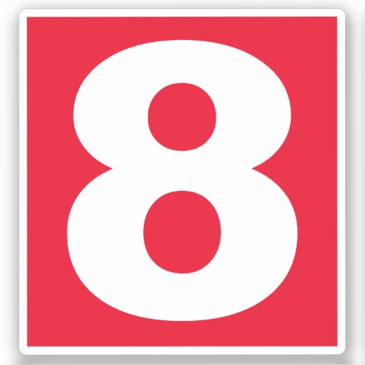 Numéro huit Sticker rouge et blanc (Recto)