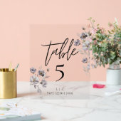 Numéro minimal de table d'aquarelle noire (Mariage)