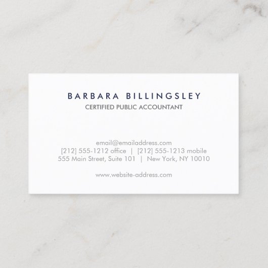 Numéro moderne Logo II Carte de visite comptable (Dos)