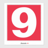 Numéro Neuf Sticker rouge et blanc (Feuille)