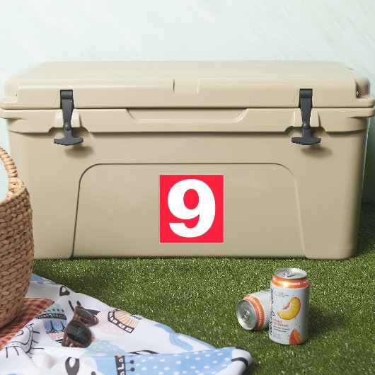 Numéro Neuf Sticker rouge et blanc (Glacière)