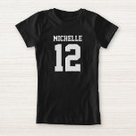 Numéro personnalisé Girls Sport Jersey T-shirt<br><div class="desc">Créez votre propre maillot de football personnalisé T-shirt filles avec nom et numéro personnalisés. Une jolie chemise de sport personnalisable, c'est une idée cadeau mignonne pour les filles. Ce sport pour enfants branché convient à tous les sports, y compris le football, le football, le volley, le baseball, le softball, le...</div>