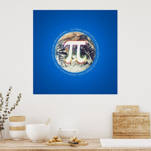 Numéro Pi sur Terre | Poster Math Blue (Cuisine)