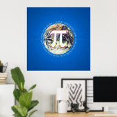 Numéro Pi sur Terre | Poster Math Blue (Bureau à domicile)