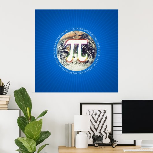 Numéro Pi sur Terre | Poster Math Blue (Bureau à domicile)